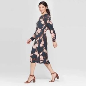 A New Day Dress Floral Green Orange Medium